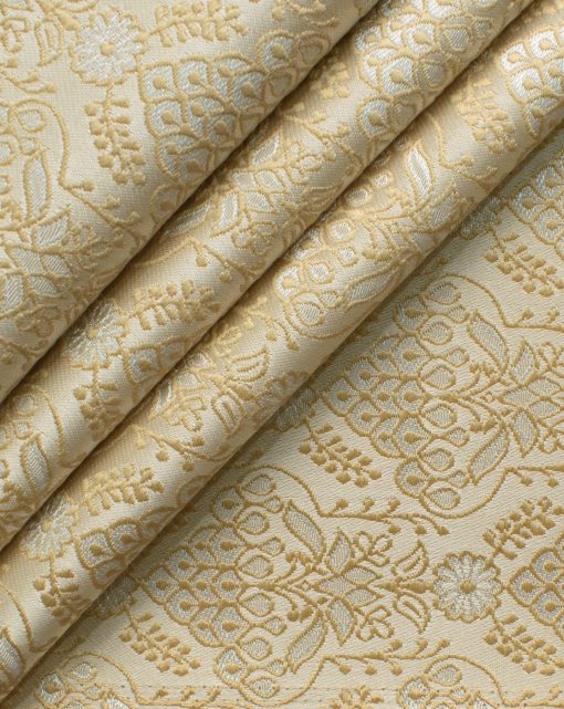 Mark & Peanni Men's Terry Rayon Self Design 2.25 Meter Unstitched Ethnic Fabric (Beige)