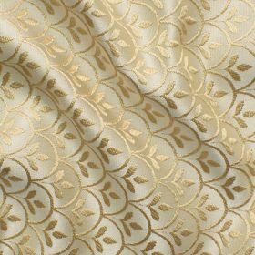 Mark & Peanni Men's Terry Rayon Self Design 2.25 Meter Unstitched Ethnic Fabric (Beige)