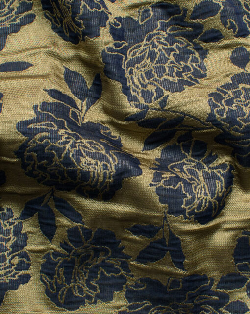 Nemesis Men's Terry Rayon Self Design 2.25 Meter Unstitched Ethnic Fabric (Gold & Royal Blue)