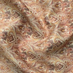 Nemesis Men's Terry Rayon Printed 2.25 Meter Unstitched Ethnic Fabric (Beige)