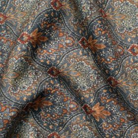 Nemesis Men's Terry Rayon Printed 2.25 Meter Unstitched Ethnic Fabric (Grey)