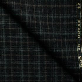 Ocm Men's Acrylic Wool Checks 2.25 Meter Unstitched Shirting Fabric (Black & Grey)