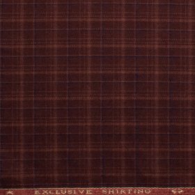 Ocm Men's Acrylic Wool Checks 2.25 Meter Unstitched Shirting Fabric (Maroon Red)