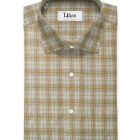 Ocm Men's Acrylic Wool Checks 2.25 Meter Unstitched Shirting Fabric (White & Brown)