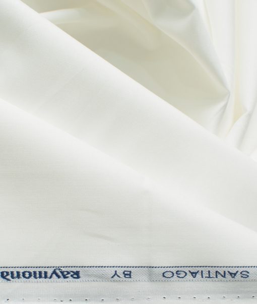 Raymond Men's Pima Cotton Solids 2.25 Meter Unstitched Shirting Fabric (White)