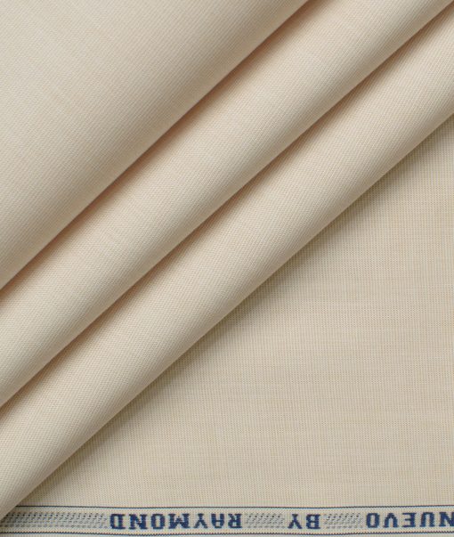 Raymond Men's Premium Cotton Solids 2.25 Meter Unstitched Shirting Fabric (Egg Nog Beige)