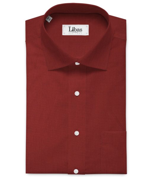 Raymond Men's Premium Cotton Solids 2.25 Meter Unstitched Shirting Fabric (Garnet Red)