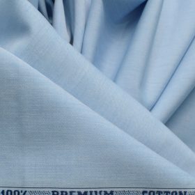 Raymond Men's Premium Cotton Solids 2.25 Meter Unstitched Shirting Fabric (Light Blue)