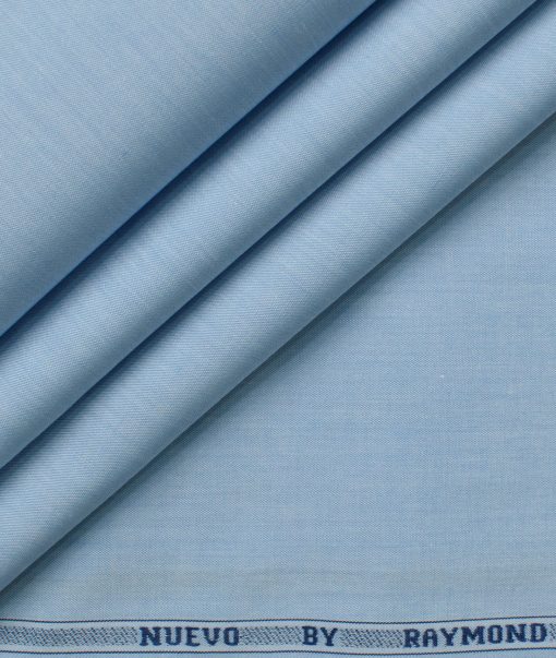 Raymond Men's Premium Cotton Solids 2.25 Meter Unstitched Shirting Fabric (Light Blue)