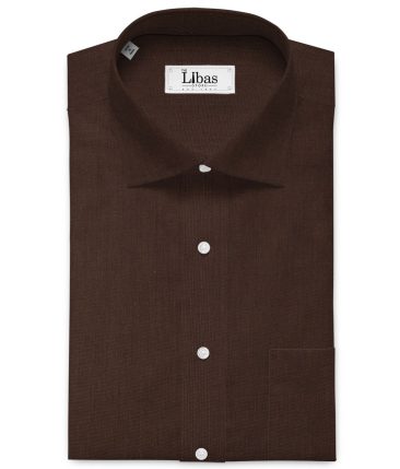 Raymond Men's Premium Cotton Solids 2.25 Meter Unstitched Shirting Fabric (Umber Brown)