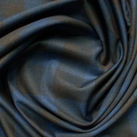 Spaadaa Men's High Twisted Terry Rayon Checks 3.75 Meter Unstitched Suiting Fabric (Blue & Brown)