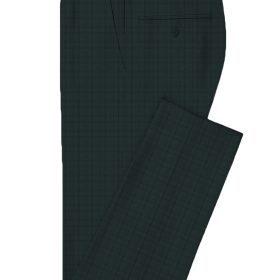 Spaadaa Men's High Twisted Terry Rayon Checks 3.75 Meter Unstitched Suiting Fabric (Dark Pine Green)