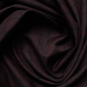 Spaadaa Men's High Twisted Terry Rayon Checks 3.75 Meter Unstitched Suiting Fabric (Dark Wine)