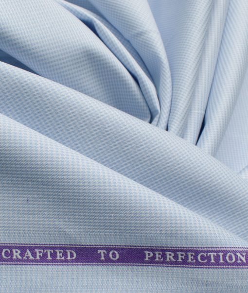 Soktas Men's Giza Cotton Stuctured 2.25 Meter Unstitched Shirting Fabric (Sky Blue)