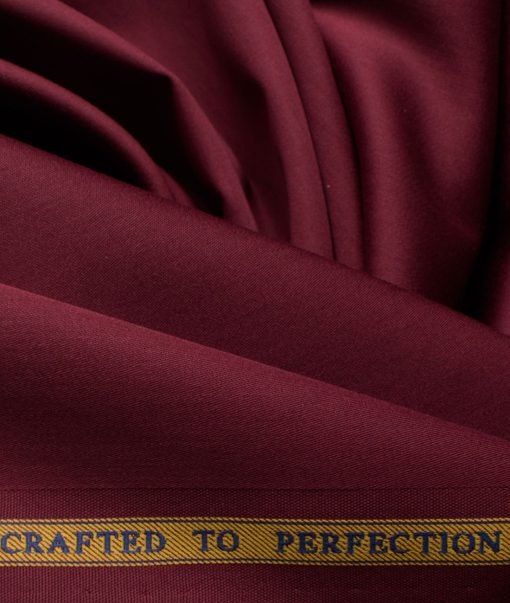 Soktas Men's Luxury Cotton Solids 2.25 Meter Unstitched Shirting Fabric (Maroon Red)