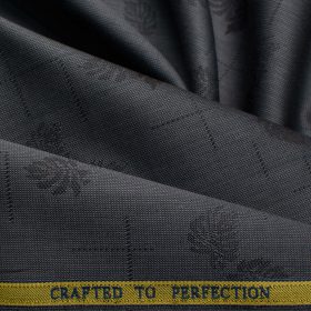 Soktas Men's Luxury Cotton Self Design 2.25 Meter Unstitched Shirting Fabric (Dark Grey)