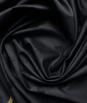 Soktas Men's Luxury Cotton Self Design 2.25 Meter Unstitched Shirting Fabric (Dark Grey)