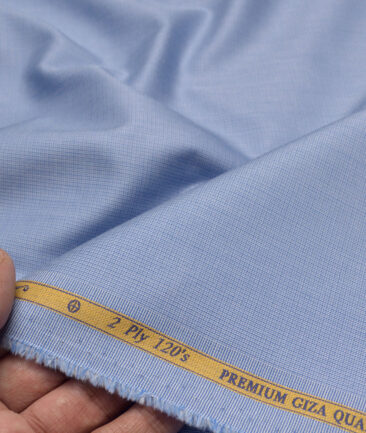 Soktas Men's 120/2 Giza Cotton Structured  Unstitched Shirting Fabric (Sky Blue) - Image 3