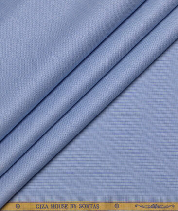 Soktas Men's 120/2 Giza Cotton Structured  Unstitched Shirting Fabric (Sky Blue)
