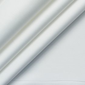 Soktas Men's 120/2 Giza Cotton Solids 2.25 Meter Unstitched Shirting Fabric (White)