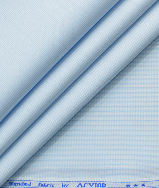 Arvind Men's Cotton Blend Wrinkle Free Self Design 2.25 Meter Unstitched Shirting Fabric (Light Blue)