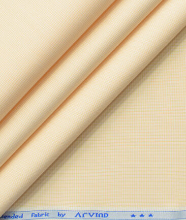 Arvind Men's Cotton Blend Wrinkle Free Self Design 2.25 Meter Unstitched Shirting Fabric (Orange)