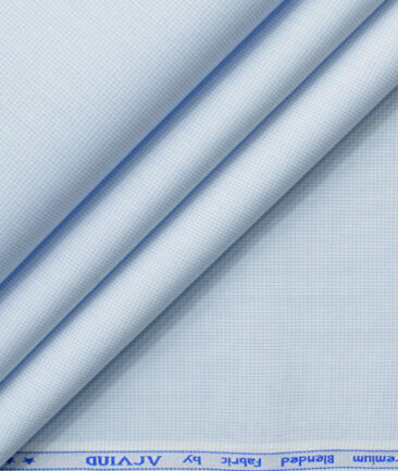 Arvind Men's Cotton Blend Wrinkle Free Self Design 2.25 Meter Unstitched Shirting Fabric (Sky Blue)