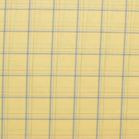 Cotton Fusion Men's Cotton Blend Wrinkle Free Checks 2.25 Meter Unstitched Shirting Fabric (Yellow)