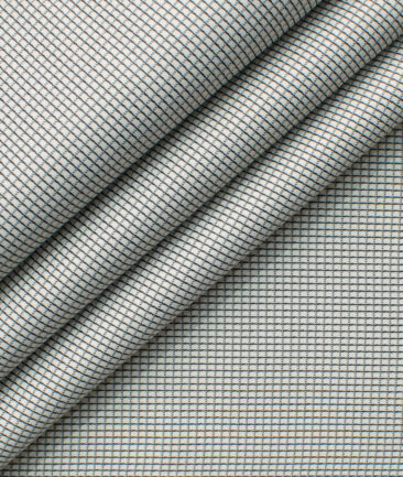 Cotton Fusion Men's Cotton Blend Wrinkle Free Checks 2.25 Meter Unstitched Shirting Fabric (White & Black)