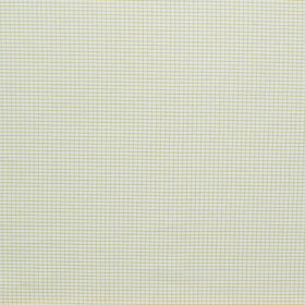 Cotton Fusion Men's Cotton Blend Wrinkle Free Checks 2.25 Meter Unstitched Shirting Fabric (White & Green)