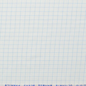 Cotton Fusion Men's Cotton Blend Wrinkle Free Checks 2.25 Meter Unstitched Shirting Fabric (White & Sky Blue)