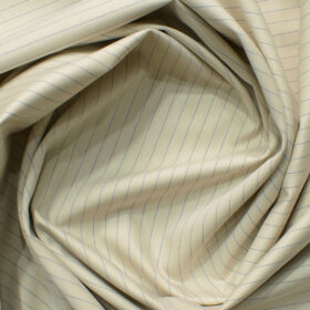 Cotton Fusion Men's Cotton Blend Wrinkle Free Striped 2.25 Meter Unstitched Shirting Fabric (Beige)