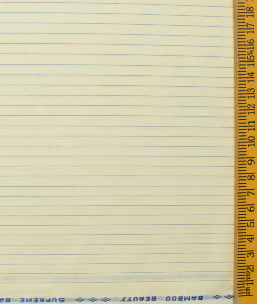 Cotton Fusion Men's Cotton Blend Wrinkle Free Striped 2.25 Meter Unstitched Shirting Fabric (Yellow)