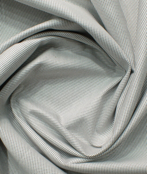 Cotton Fusion Men's Cotton Blend Wrinkle Free Structured 2.25 Meter Unstitched Shirting Fabric (White & Black)