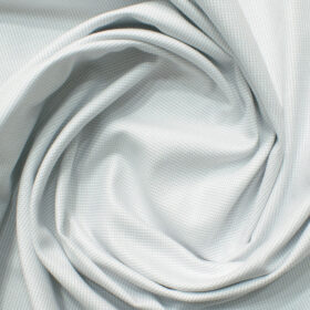 Cotton Fusion Men's Cotton Blend Wrinkle Free Structured 2.25 Meter Unstitched Shirting Fabric (White & Grey)