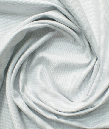 Cotton Fusion Men's Cotton Blend Wrinkle Free Structured 2.25 Meter Unstitched Shirting Fabric (White & Grey)