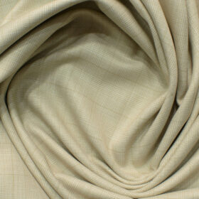 J.Hampstead Men's Polyester Viscose Checks 3.75 Meter Unstitched Suiting Fabric (Beige)