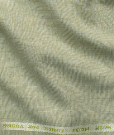 J.Hampstead Men's Polyester Viscose Checks 3.75 Meter Unstitched Suiting Fabric (Pistachious Green)