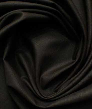 J.Hampstead Men's Polyester Viscose Checks 3.75 Meter Unstitched Suiting Fabric (Dark Brown)
