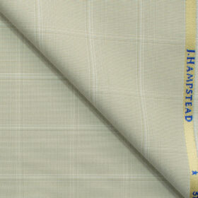 J.Hampstead Men's Polyester Viscose Checks 3.75 Meter Unstitched Suiting Fabric (Pistachious Cream)