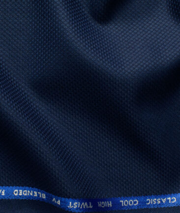 J.Hampstead Men's Polyester Viscose Structured 3.75 Meter Unstitched Suiting Fabric (Dark Royal Blue)