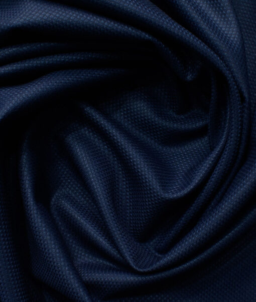 J.Hampstead Men's Polyester Viscose Structured 3.75 Meter Unstitched Suiting Fabric (Dark Royal Blue)