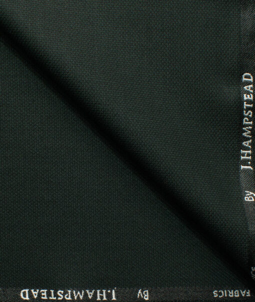 J.Hampstead Men's Polyester Viscose Structured 3.75 Meter Unstitched Suiting Fabric (Dark Green)