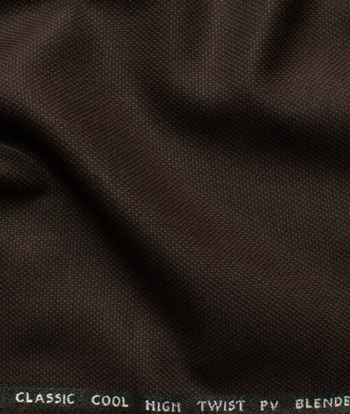 J.Hampstead Men's Polyester Viscose Structured 3.75 Meter Unstitched Suiting Fabric (Umber Brown)