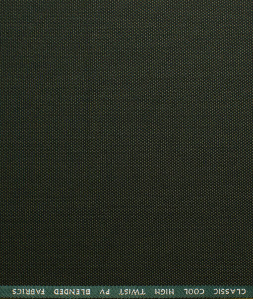 J.Hampstead Men's Polyester Viscose Structured 3.75 Meter Unstitched Suiting Fabric (Dark Seaweed Green)