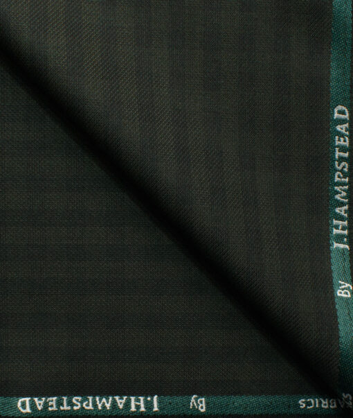 J.Hampstead Men's Polyester Viscose Checks 3.75 Meter Unstitched Suiting Fabric (Dark Green)
