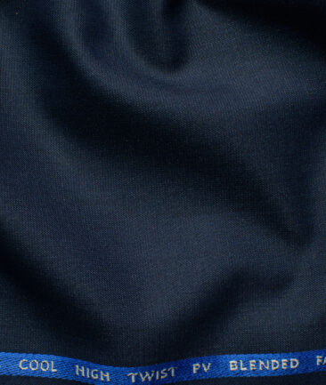 J.Hampstead Men's Polyester Viscose Self Design 3.75 Meter Unstitched Suiting Fabric (Dark Royal Blue Shiny)
