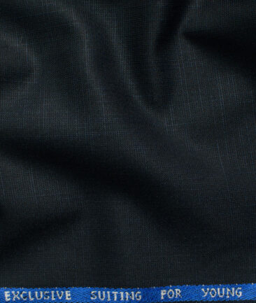 J.Hampstead Men's Polyester Viscose Self Design 3.75 Meter Unstitched Suiting Fabric (Dark Blue)