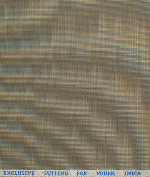J.Hampstead Men's Polyester Viscose Self Design 3.75 Meter Unstitched Suiting Fabric (Light Brown)