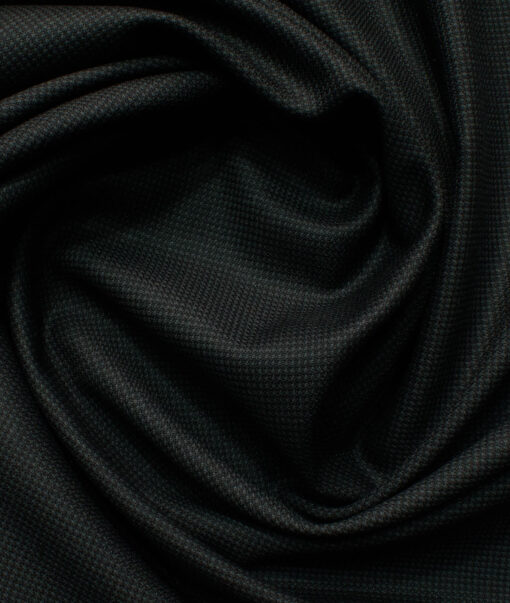 J.Hampstead Men's Polyester Viscose Structured 3.75 Meter Unstitched Suiting Fabric (Black)